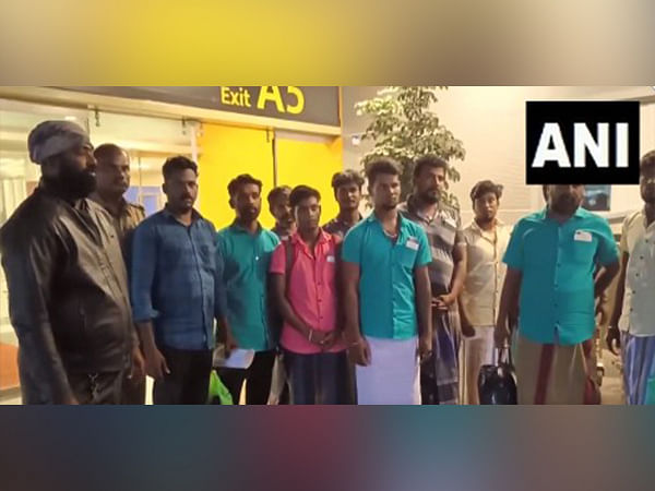 Ten Indian fishermen released by Sri Lanka arrive at Chennai Airport 