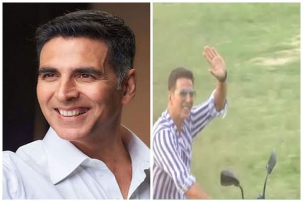 Akshay Kumar rides motorcycle in Sitapur, greets sea of fans