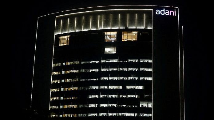 Logo of Adani Group on the facade of its Corporate House on the outskirts of Ahmedabad | Representational image | Reuters/Amit Dave