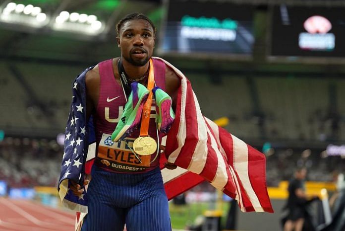 Athletics-Lyles races to third 200m world title after some serious self ...