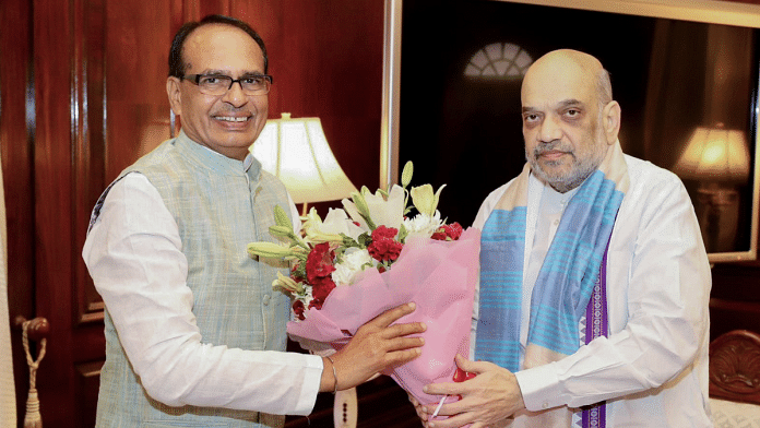 File photo of Madhya Pradesh Chief Minister Shivraj Singh Chouhan with Union Home Minister Amit Shah in New Delhi | ANI