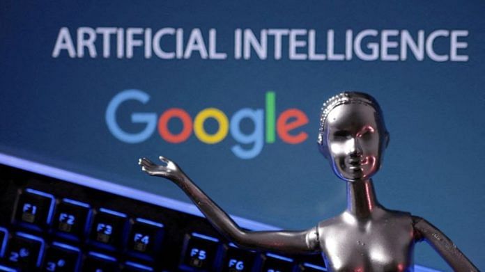 Google logo and AI Artificial Intelligence words are seen in this illustration | Reuters