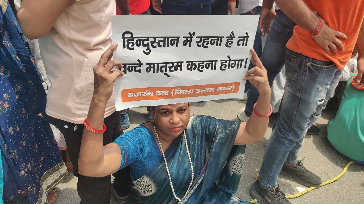 Protester holding placard in Dwarka, Wednesday | Bismee Taskin | ThePrint
