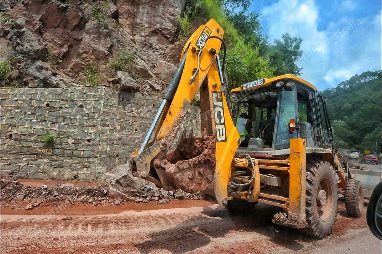 Construction work to widen roads in Shimla are on | Photo by Praveen Jain/ThePrint 