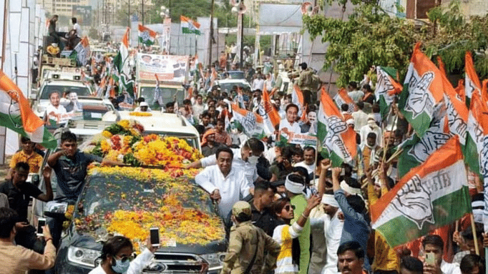 File photo of Kamal Nath, Congress leader and former Madhya Pradesh CM, during a roadshow in Gwalior| Representational image | ANI