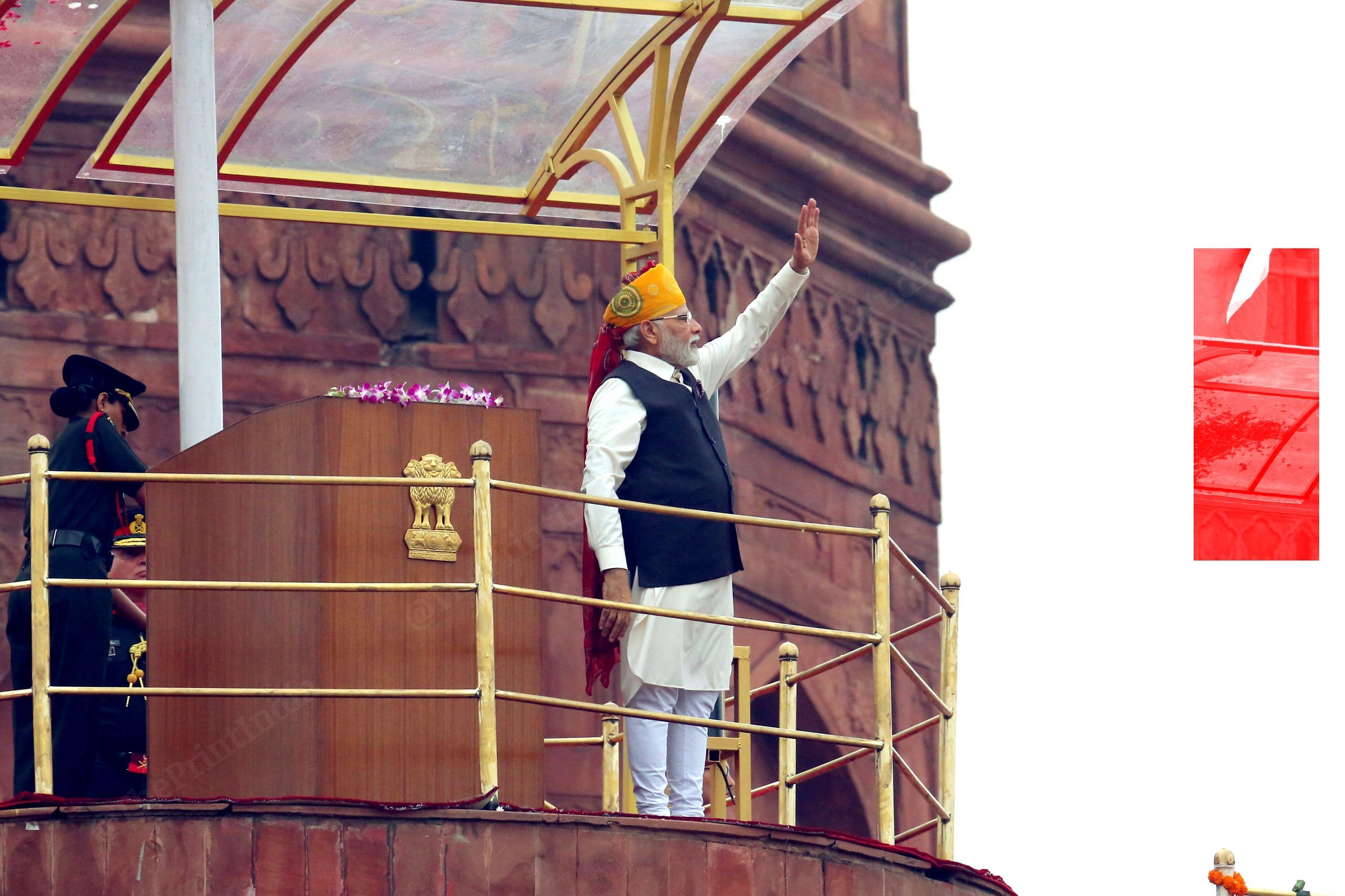 Prime Minister Narendra Modi reached Red Fort to address the nation on the occasion of Independence Day | Photo: Praveen Jain | ThePrint