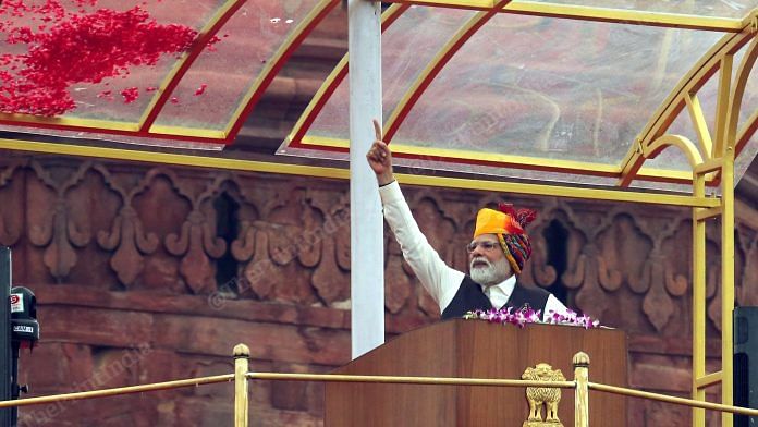 PM Modi in his speech paid homage to all those who contributed to the country's independence and made sacrifices. | Photo: Praveen Jain | ThePrint