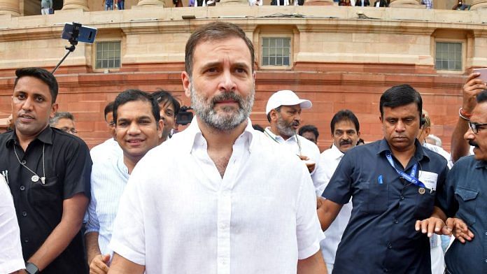 Rahul Gandhi arrives at the parliament after he was reinstated as a lawmaker in New Delhi, on 7 August 2023 | Reuters