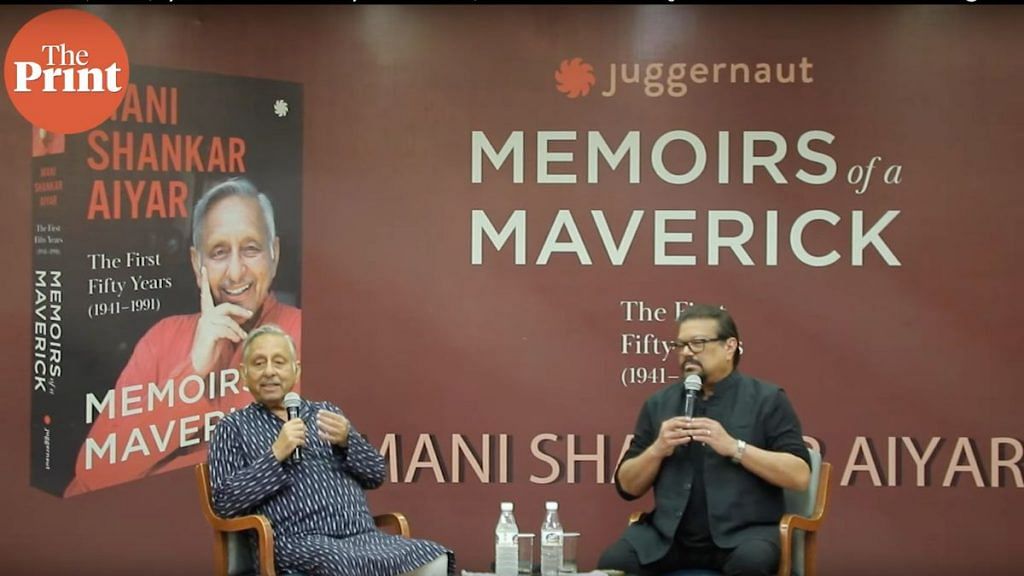 Mani Shankar Aiyar and Vir Sanghvi at the book launch | ThePrint