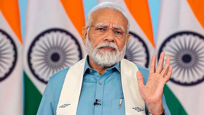 PM Narendra Modi virtually addressing the Rozgar Mela being held in 45 locations | PTI photo