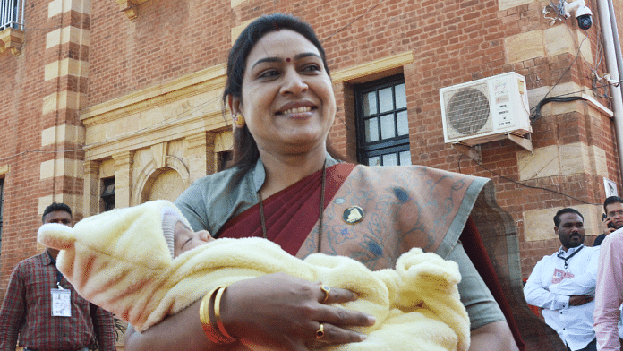 File photo of Nationalist Congress Party (NCP) MLA Saroj Ahire arrives with her newborn baby to attend the first day of the Winter Session of the Maharashtra Assembly in Nagpur | ANI