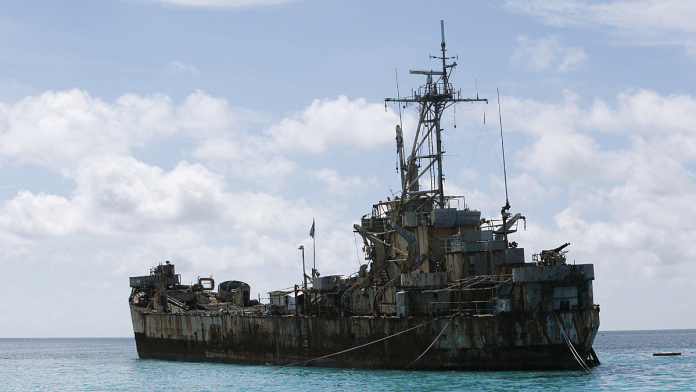 BRP Sierra Madre, a dilapidated Philippine Navy ship that has been aground since 1999 is pictured on the disputed Second Thomas Shoal, part of the Spratly Islands, in the South China Sea | Reuters