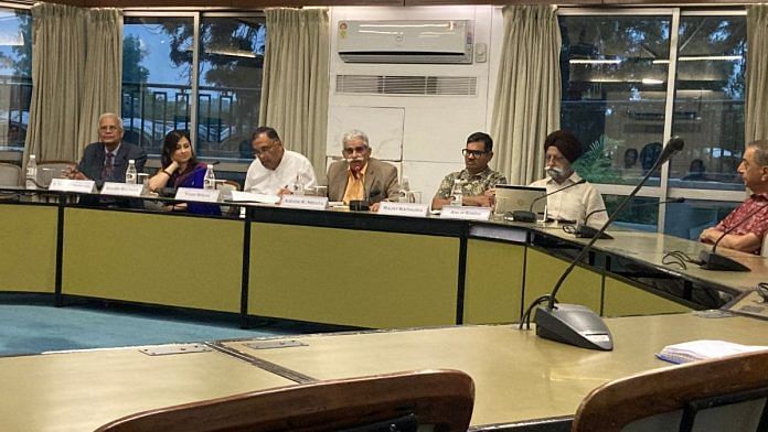 S. Venkat Narayan, Dr. Gulbin Sultana, Ambassador Yash Sinha and others discussed ‘Sri Lanka after Rajapaksa: Recovery or Standstill’ at Delhi’s India International Centre on 29 July | Photo: Keshav Padmanabhan, ThePrint
