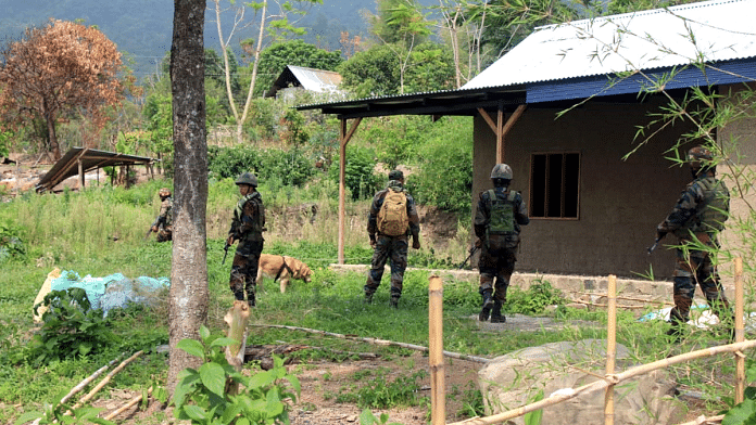 File photo of Army and Assam Rifles personnel during area domination operations in Manipur | ANI