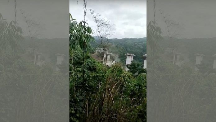 Still from Mizoram Bridge Collapse Video | ThePrint