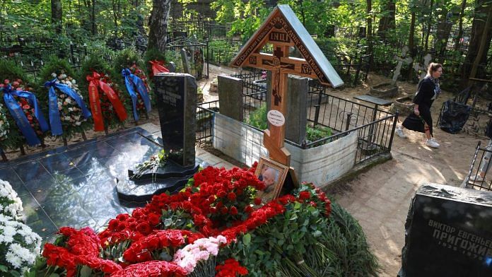 A view shows the grave of Russian mercenary chief Yevgeny Prigozhin at the Porokhovskoye cemetery in Saint Petersburg, Russia, on 30 August | Reuters