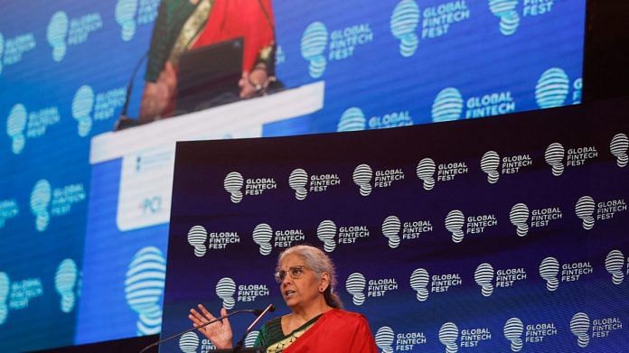 India's Finance Minister Nirmala Sitharaman speaks at the Global Fintech Fest in Mumbai | Reuters