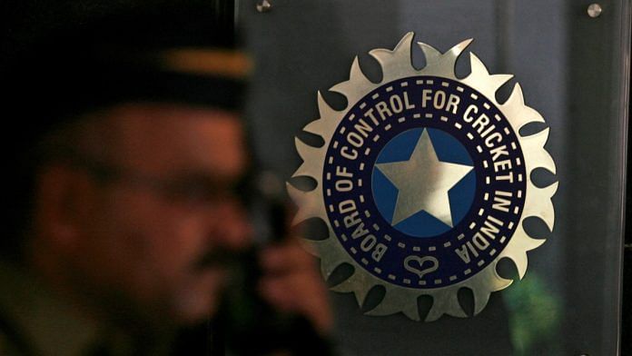 A policeman walks past a logo of the Board of Control for Cricket in India (BCCI) during a governing council meeting of the Indian Premier League (IPL) at BCCI headquarters in Mumbai April 26, 2010 | Reuters File photo