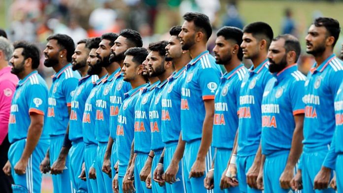 Indian team players stand for their respective National anthem prior to the start of their match against Pakistan in the Asia Cup 2023, at Pallekele International Cricket Stadium, in Kandy | ANI