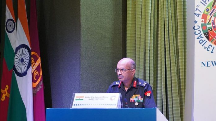 Lt Gen. M.V. Suchindra Kumar, vice-chief of the Army staff, at a curtain-raiser event for the Indo-Pacific Armies Chiefs Conference, Wednesday | X/@adgpi