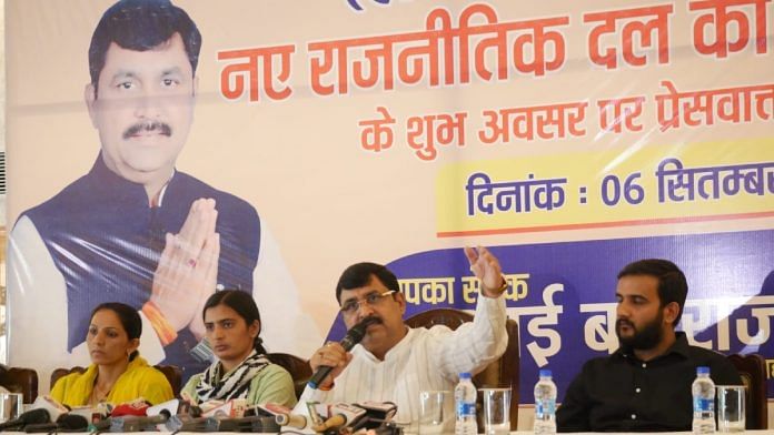 Balraj Kundu at launch of ‘Haryana Jansewak Party’ in Chandigarh, Wednesday | By special arrangement