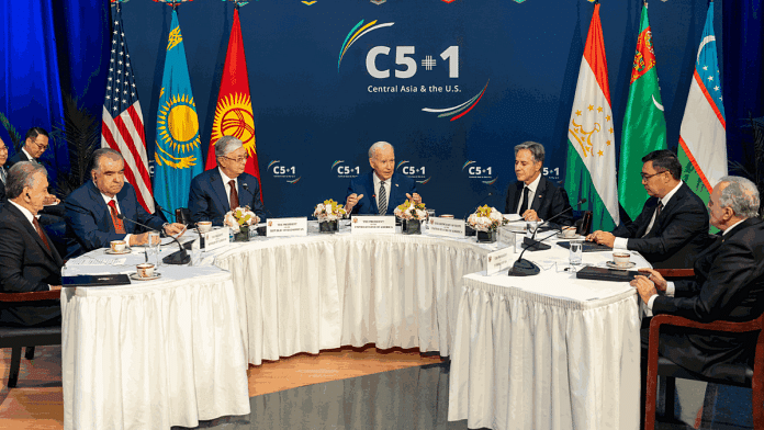 Presidents of the US, Kazakhstan, the Kyrgyz Republic, Tajikistan, Turkmenistan, and Uzbekistan at the first-ever C5+1 presidential summit in New York City | X: @POTUS