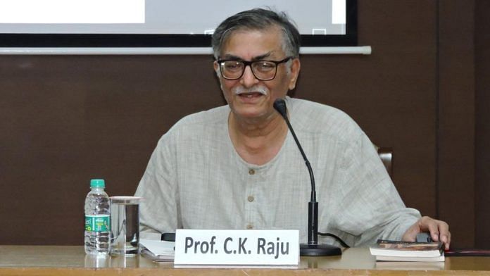 Prof CK Raju at the VIF lecture in New Delhi, Thursday | X @vifindia