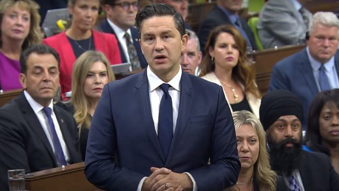 Canadian opposition leader Pierre Poilievre speaking in House of Commons, Monday | Courtesy: YouTube @cpac