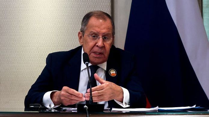 Russian Foreign Minister Sergei Lavrov speaks at a press conference, during the G20 summit, in New Delhi, India, September 10, 2023/Reuters