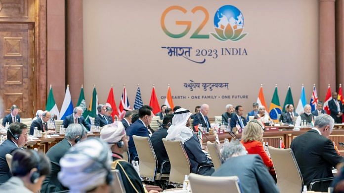 PM Narendra Modi announcing adoption of G20 New Delhi Leaders’ Declaration, Saturday | ANI