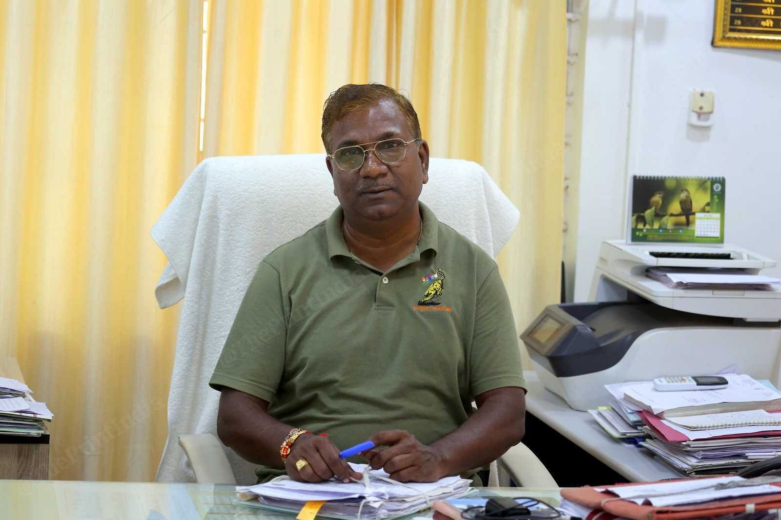 Kuno divisional forest officer, Prakash Verma in his office in Sheopur | Praveen Jain | ThePrint