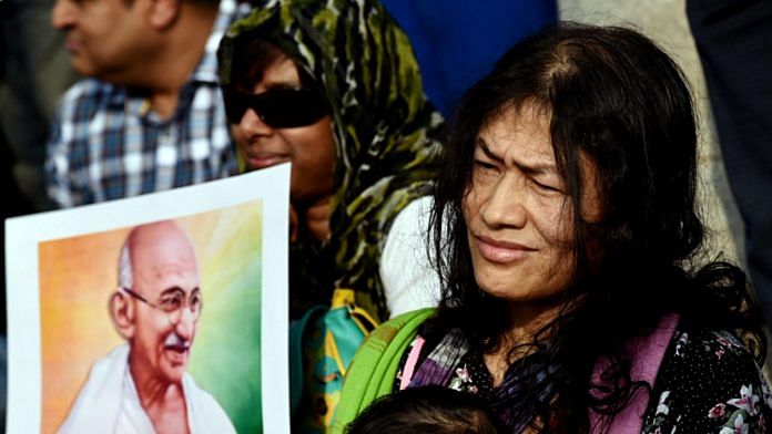 Human rights activist Irom Sharmila along with the protestors during a protest against the Citizenship Amendment Act (CAA) in Bengaluru | ANI