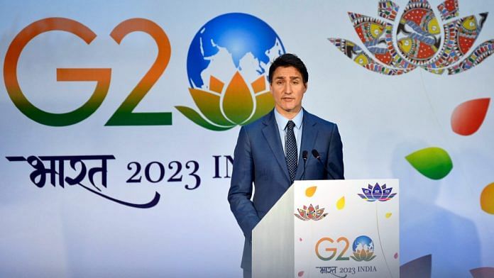 Canadian prime minister Justin Trudeau addressing media after conclusion of G20 Summit in New Delhi, Sunday | ANI
