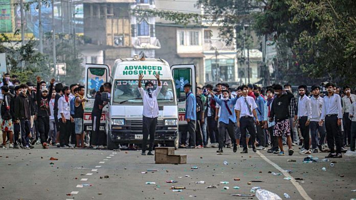 Protest in Imphal against the death of two teenagers | Photo: ANI Photo