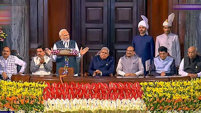 Representational image | Prime Minister Narendra Modi speaks at the Central Hall of the old Parliament building, in New Delhi, on 19 September 2023 | PTI