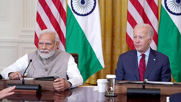 PM Narendra Modi with US President Joe Biden at the White House on 24 June, 2023 | ANI file photo