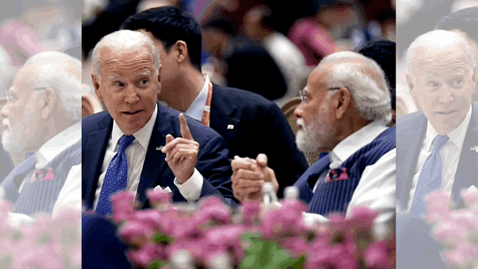 Prime Minister Narendra Modi and US President Joe Biden in conversation during the G20 Leaders' Summit in New Delhi on 10 September | ANI