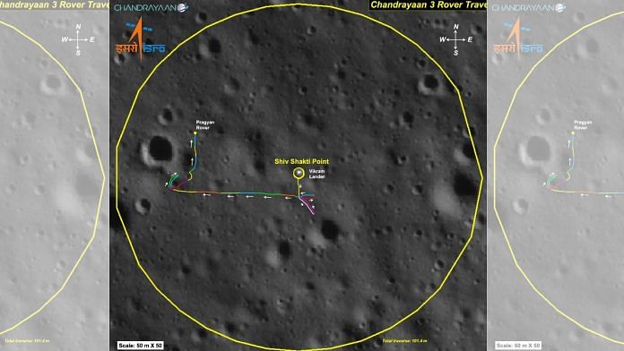 Pragyan rover has traversed over 100 metres and continuing, shared ISRO on Saturday | X: @isro