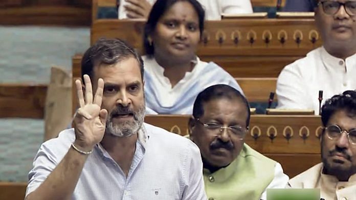 Congress leader Rahul Gandhi speaking in Lok Sabha, Wednesday | ANI