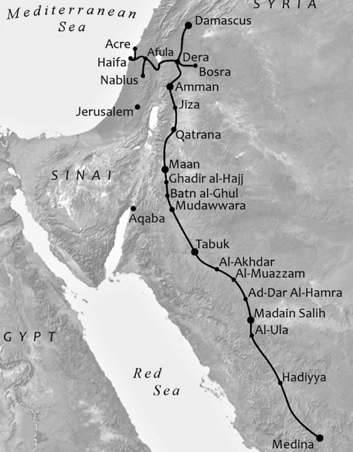 The Hejaz Railway, at its peak in 1920 | From the book The Hejaz Railway and the Ottoman Empire Modernity, Industrialisation and Ottoman Decline
