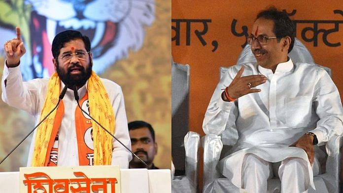 Maharashtra Chief Minister Eknath Shinde (left) and Uddhav Thackeray at their rival Dussehra rallies in October 2022 | ANI