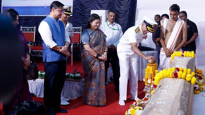 Admiral R. Hari Kumar with Minister of State Meenakshi Lekhi and other officials in Goa Tuesday | Photo: PIB