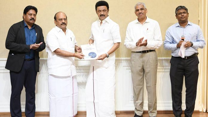 CM M.K. Stalin with Tamil Nadu Startup and Innovation Policy document in Chennai Wednesday | Photo: X/@TheStartupTN
