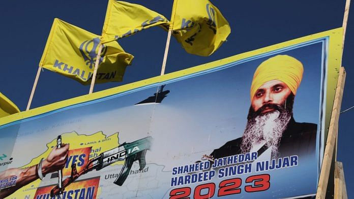 Image of late Sikh leader Hardeep Singh Nijjar, who was slain on the grounds of the Guru Nanak Sikh Gurdwara | Reuters/Chris Helgren