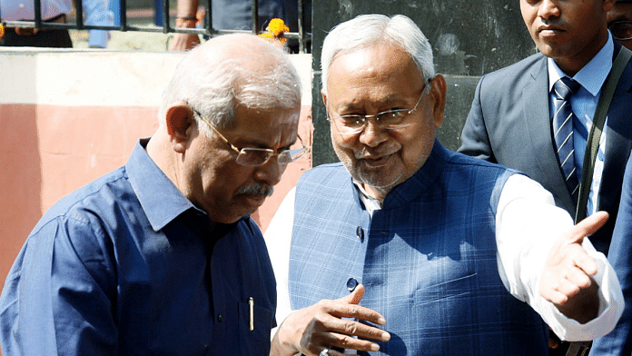 File photo of Bihar Governor Rajendra Arlekar and Chief Minister Nitish Kumar | ANI