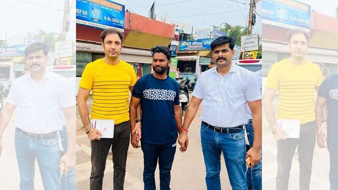 Lokesh Srivas (centre) after his arrest | By special arrangement