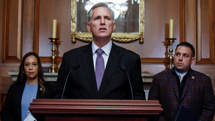 US House Speaker Kevin McCarthy speaks with reporters about a looming shutdown of the US government at the Capitol in Washington DC | Reuters