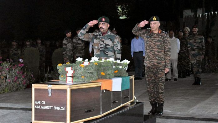 Army personnel pay last respects to Colonel Manpreet Singh and Major Aashish Dhonchak | ANI