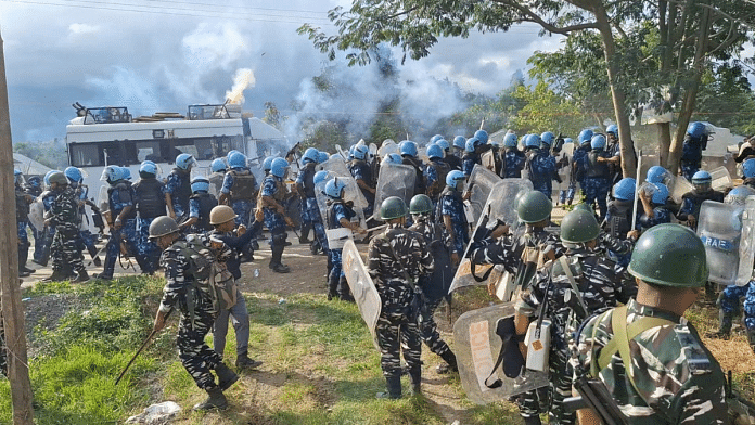 Security personnel fire tear gas shells to control protesters at Manipur’s Bishnupur district | Donald Sairem | ThePrint