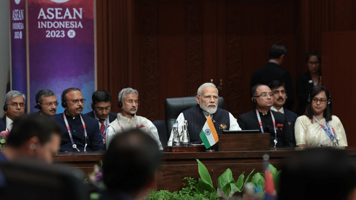 File photo of PM Narendra Modi at the ASEAN-India Summit in Jakarta | Credit: X/@MEAIndia